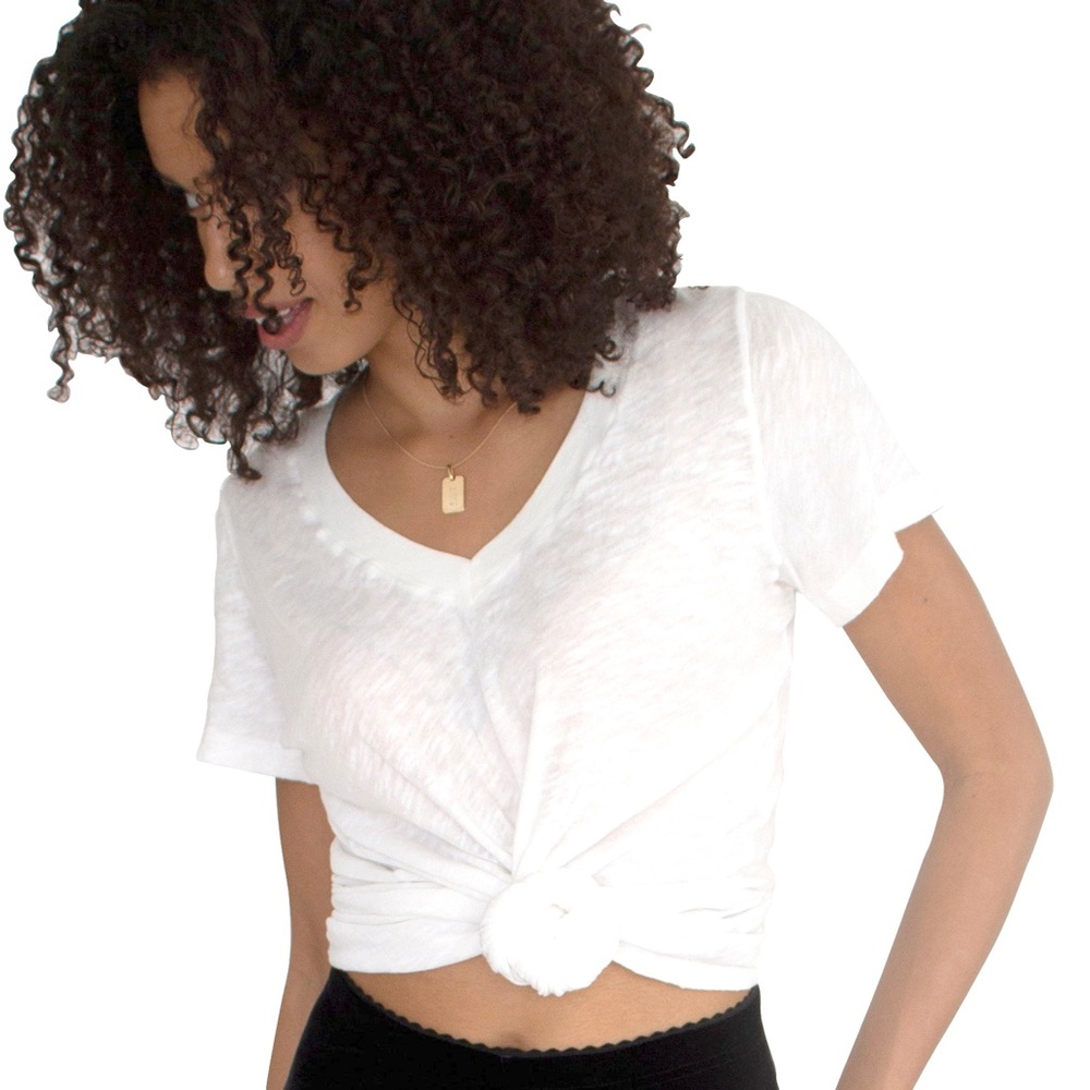 Gauzy Cotton V Neck T Shirt